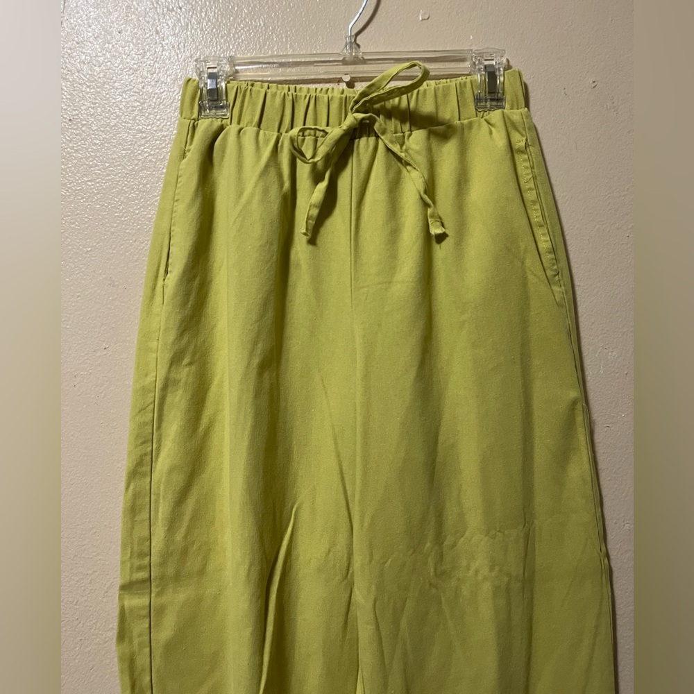 Lime Green Elastic Waist Pants